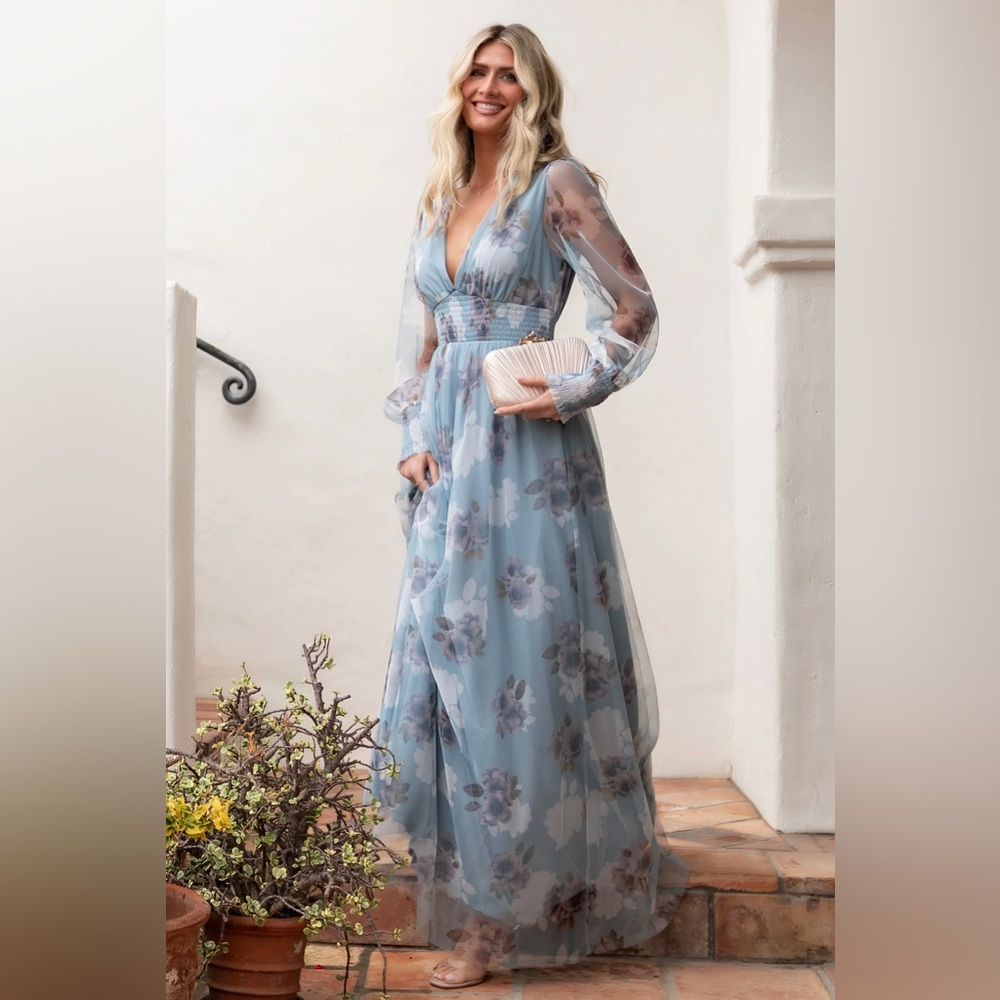 Baltic Born Light Blue Floral Maxi Dress
